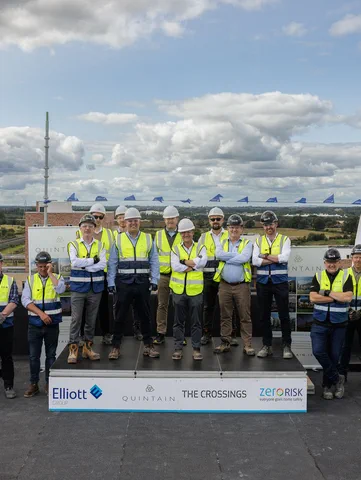 Scaffolding topping out at the Sidings,  Adamstown